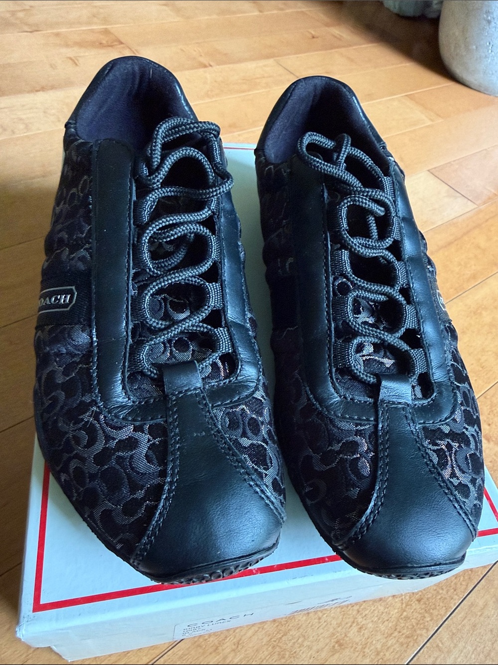 Coach Black Logo Lace-Up Sneakers